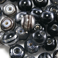 8mm Lustre Swirl Glass Bead - Black
