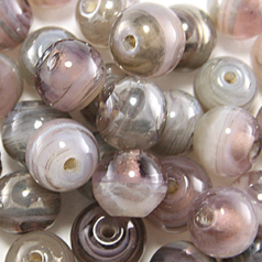 8mm Lustre Swirl Glass Bead - Purple