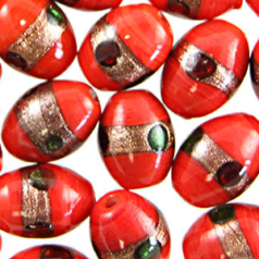 Oval glass beads - 11x13mm - OPAQUE RED
