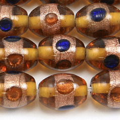 Oval glass beads - 11x13mm -  BROWN