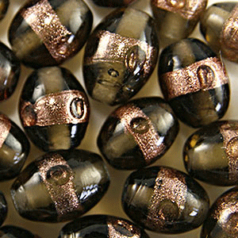 Oval glass beads - 11x13mm -  GREY