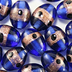 Oval glass beads - 11x13mm - ROYAL BLUE