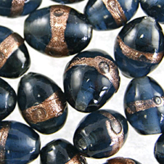 Oval glass beads - 11x13mm - MONTANA BLUE