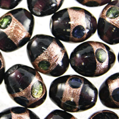 Oval glass beads - 11x13mm - PURPLE
