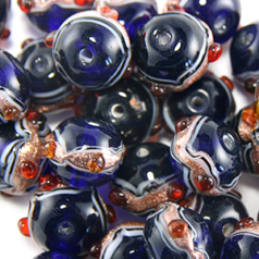 12mm Round Spiral Glass Bead  - Royal