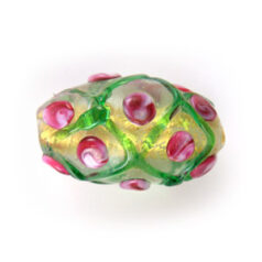 14 x 25mm Oval 24KT Goldfoil Venetian Glass Bead - Green