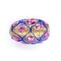 14 x 25mm Oval 24KT Goldfoil Venetian Glass Bead (hole size 1.5mm) - Blue