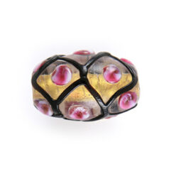 14 x 25mm Oval 24KT Goldfoil Venetian Glass Bead (hole size 1.5mm) - Black