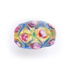 14 x 25mm Oval 24KT Goldfoil Venetian Glass Bead (hole size 1.5mm) - Light Blue