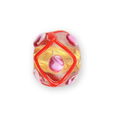 Beads, 14mm Round, 24KT Goldfoil Venetian Style, RED