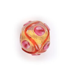 Beads, 14mm Round, 24KT Goldfoil Venetian Style, DARK ORANGE