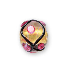 Beads, 14mm Round, 24KT Goldfoil Venetian Style, BLACK