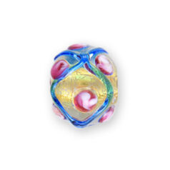 Beads, 14mm Round, 24KT Goldfoil Venetian Style, LIGHT BLUE