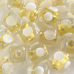 6mm 24KT Goldfoil Venetian Glass Bead - Opaque White