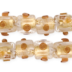 6mm Cube 24KT Goldfoil Venetian Glass Bead (hole size:1.2mm) Topaz