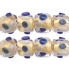 6mm Cube 24KT Goldfoil Venetian Glass Bead (hole size:1.2mm) Sapphire
