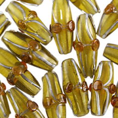 Oval Tube Glass Beads - 10x22mm (hole size 1.5mm) TOPAZ