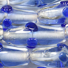 Oval Tube Glass Beads - 10x22mm (hole size 1.5mm) BLUE