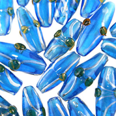 Oval Tube Glass Beads - 10x22mm (hole size 1.5mm) SAPPHIRE