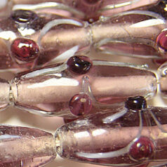 Oval Tube Glass Beads - 10x22mm (hole size 1.5mm) Dark AMETHYST