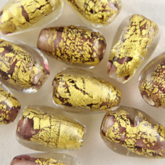 Beads, 24 Karat Gold Drop with Silverfoil, LIGHT AMETHYST