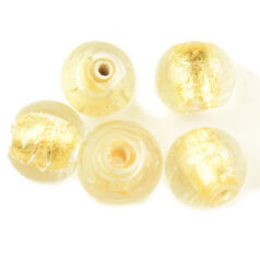 Beads, 10mm 24 Karat Gold Foil Round,  CRYSTAL