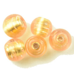 Beads, 10mm 24 Karat Gold Foil Round, ROSALINE