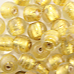 6mm Round 24KT Goldfoil Venetian Glass Bead - Crystal