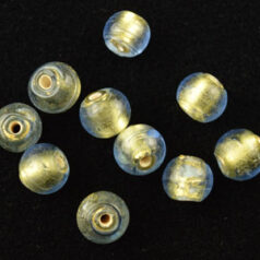 6mm Round 24KT Goldfoil Venetian Glass Bead - Light Sapphire
