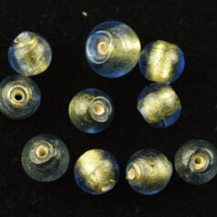 6mm Round 24KT Goldfoil Venetian Glass Bead - Cobalt Blue