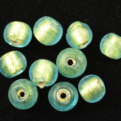 6mm Round 24KT Goldfoil Venetian Glass Bead - Aqua