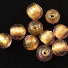 6mm Round 24KT Goldfoil Venetian Glass Bead - Light Amethyst