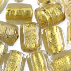 8x10mm Tube 24KT Goldfoil Venetian Glass Bead - Crystal