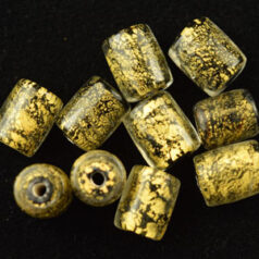 8x10mm Tube 24KT Goldfoil Venetian Glass Bead - Black