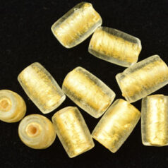 8x12mm Tube 24KT Goldfoil Venetian Glass Bead - Crystal
