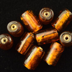 8x12mm Tube 24KT Goldfoil Venetian Glass Bead - Topaz