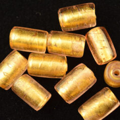 8x12mm Tube 24KT Goldfoil Venetian Glass Bead - Light Rose