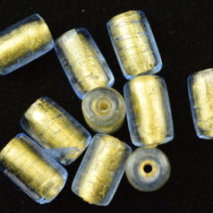 8x12mm Tube 24KT Goldfoil Venetian Glass Bead - Light Sapphire