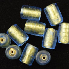 8x12mm Tube 24KT Goldfoil Venetian Glass Bead - Cobalt Blue