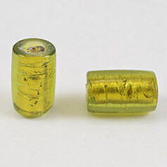 8x12mm Tube 24KT Goldfoil Venetian Glass Bead - Chartreuse