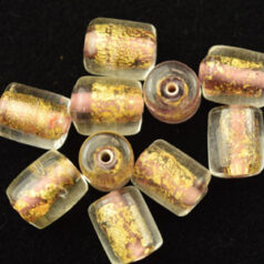 8x10mm Tube 24KT Goldfoil Venetian Glass Bead - Mauve