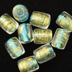 8x10mm Tube 24KT Goldfoil Venetian Glass Bead - Sapphire