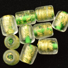8x10mm Tube 24KT Goldfoil Venetian Glass Bead - Emerald