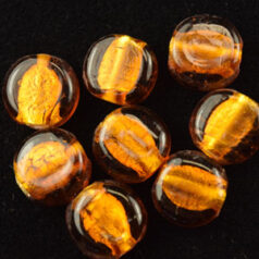 6x10mm Disc 24KT Goldfoil Venetian Glass Bead - Topaz