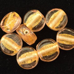 6x10mm Disc 24KT Goldfoil Venetian Glass Bead - Rosaline