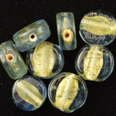 6x10mm Disc 24KT Goldfoil Venetian Glass Bead - Light Sapphire