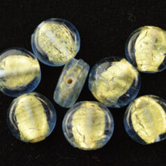 6x10mm Disc 24KT Goldfoil Venetian Glass Bead - Cobalt Blue