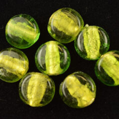 6x10mm Disc 24KT Goldfoil Venetian Glass Bead - Chartreuse