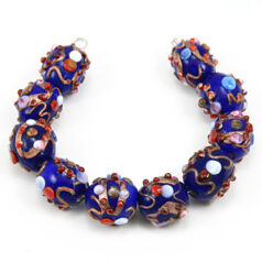 10x13mm Oval Fancy Glass Bead - Royal