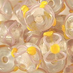 7x8mm Tube Crystal w/Dots, ROSE/YELLOW